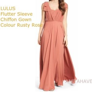 LULUS Flutter Sleeve Chiffon Gown Style IDA71272